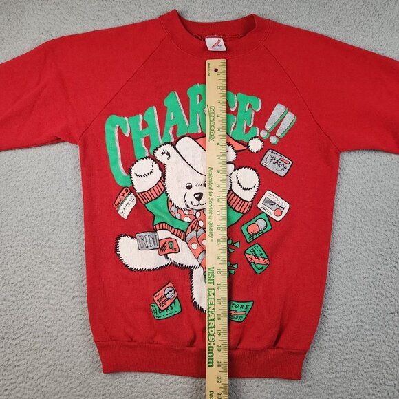Vtg Christmas Sweater Medium Bear Funny Humor Crewneck 90's Holiday Cotton Blend - Picture 5 of 12